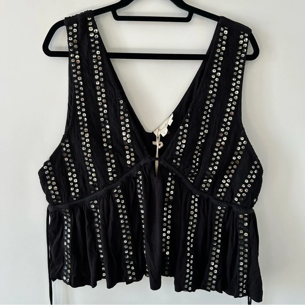 Anthropologie Black Sequin Embellished Top - Picture 8 of 11